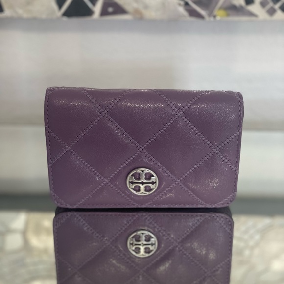Tory Burch Handbags - Tory Burch Quilted Purple Leather Wallet with Logo